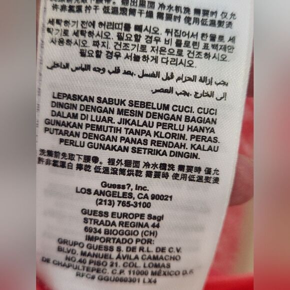 GUESS L Red and White Pattern Wrap Front Spaghettie Tie Straps Women Maxi Dress - Picture 10 of 14